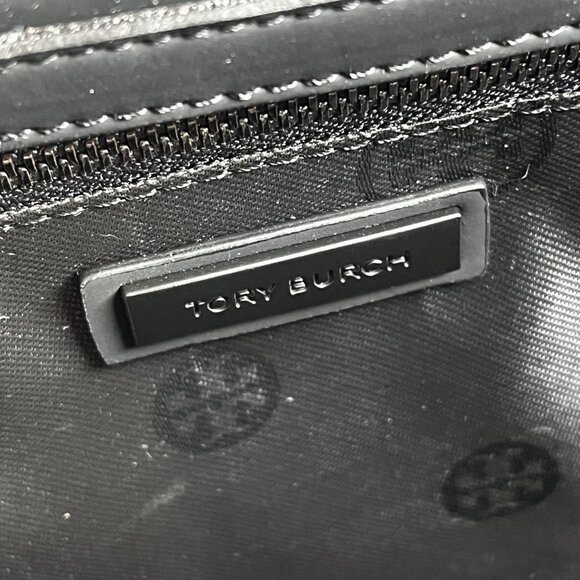 Tory Burch Black Matte Quilted Tote Bag - Picture 10 of 11